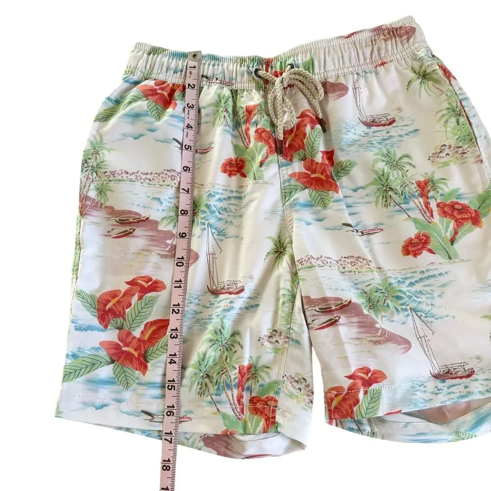Faherty Beacon Tropical Print Swim Trunks Mens Shorts Size Small NWT